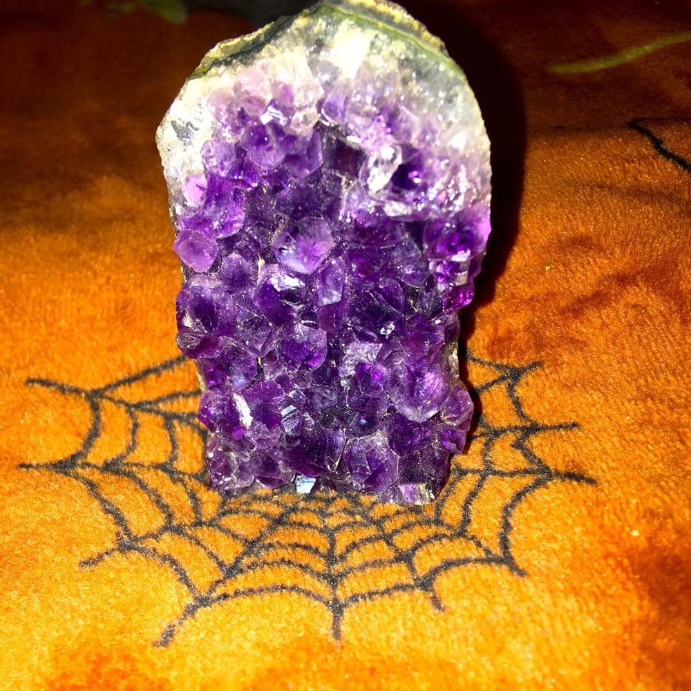 An Amethyst half geode quartz. Originally from Avalon Bookstore in Orlando FL.